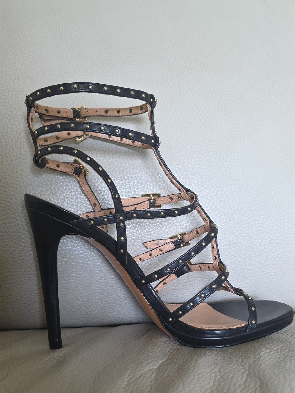 Vince Camuto Black Strappy Studded High Heel Sandals
